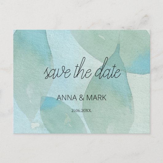 Cartes Pour Fêtes Annuelles Aquarelle vert bleu océan transparent Original (Devant)