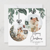 Cartes Pour Fêtes Annuelles Aquarelle vert Carré photo de Noël (Devant)