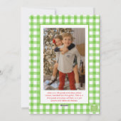 Cartes Pour Fêtes Annuelles Aquarelle Vert En vichy Bow Photo de Noël (Dos)