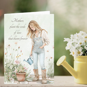 Cartes Pour Fêtes Annuelles Aquarelle Vert Jeune maman Fête des mères personna