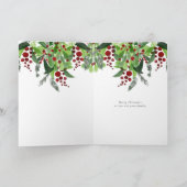 Cartes Pour Fêtes Annuelles Aquarelle verte Baies rouges Noël (Intérieur)