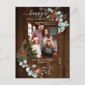 Cartes Pour Fêtes Annuelles Aquarelle verte Bois foncé rustique (Devant)