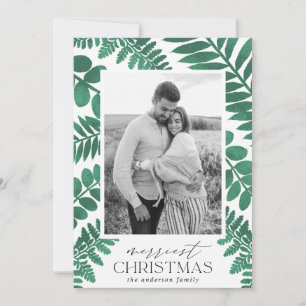 Cartes Pour Fêtes Annuelles Aquarelle verte de feuillage tamponné 2 Photo