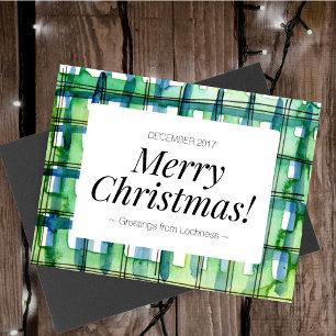 Cartes Pour Fêtes Annuelles Aquarelle verte Joyeux Noël
