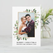 Cartes Pour Fêtes Annuelles Aquarelle verte Or Noël neuf (Debout devant)