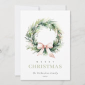 Cartes Pour Fêtes Annuelles Aquarelle verte souple de Noël (Devant)