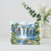 Cartes Pour Fêtes Annuelles Aquarelle Victoria Falls 2 Nature (Debout devant)