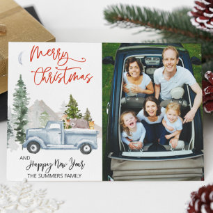 Cartes Pour Fêtes Annuelles Aquarelle Vintage Bois animal Noël Photo