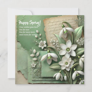 Cartes Pour Fêtes Annuelles Aquarelle vintage chutes de neige et papiers déchi