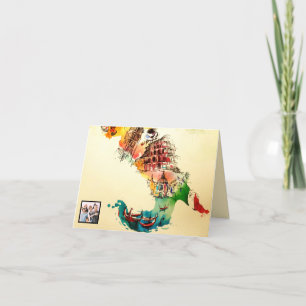 Cartes Pour Fêtes Annuelles Aquarelle vintage d'amour de voyage de ville de