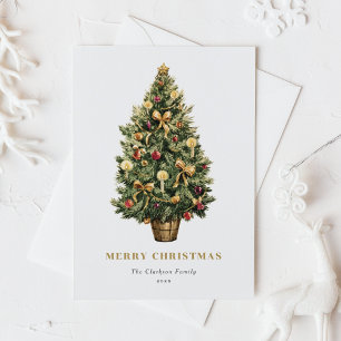 Cartes Pour Fêtes Annuelles Aquarelle Vintage Noël Arbre Joyeux Noël