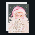 Cartes Pour Fêtes Annuelles Aquarelle Vintage rétro Merry & Rose Santa Claus<br><div class="desc">Célébrez la saison avec une touche de charme nostalgique grâce à notre carte de Noël de Noël de Noël rétro vintage, rose et couleur d'eau vive du Père Noël. Doté d'une adorable aquarelle illustrant un Père Noël en train de couler dans un casquette rose fantaisiste, cette carte capte l'essence d'un...</div>