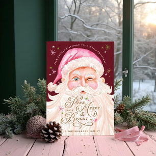 Cartes Pour Fêtes Annuelles Aquarelle Vintage rétro Merry & Rose Santa Claus