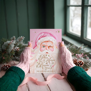 Cartes Pour Fêtes Annuelles Aquarelle Vintage rétro Merry & Rose Santa Claus