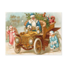 Aquarelle vintage Saint Nick voeux de Noël