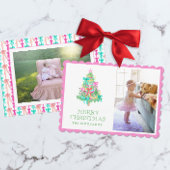 Cartes Pour Fêtes Annuelles Aquarelle Vivid Bow rose Coquette Photo de Noël
