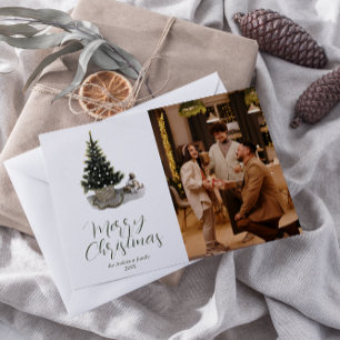 Cartes Pour Fêtes Annuelles Aquarelle Whimsical Photo Tree Joyeux Noël