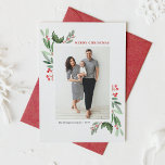 Cartes Pour Fêtes Annuelles Aquarelle Winterberry et Holly Photo Noël<br><div class="desc">Envoyez une joie festive dans le style avec notre carte photo de Noël personnalisable avec l'aquarelle sainte et l'airelle. Ce design de carte de vacances botanique combine la beauté intemporelle des feuilles de l'aquarelle avec le charme saisonnier des fraises d'hiver. Parfait pour les familles, les amis ou les salutations d'entreprise,...</div>