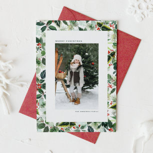 Cartes Pour Fêtes Annuelles Aquarelle Winterberry Varié Feuille Noël