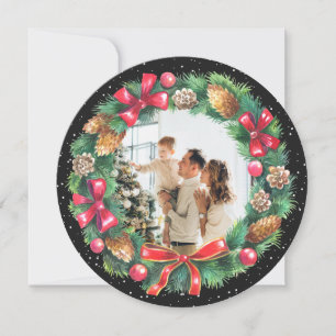 Cartes Pour Fêtes Annuelles Aquarelle Wire Black Photo Noël