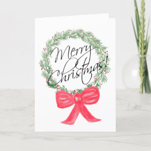 Cartes Pour Fêtes Annuelles Aquarelle Wreath Joyeux Noël Photo à l'intérieur