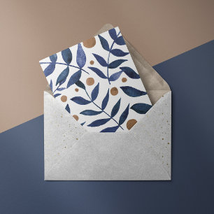 Cartes Pour Fêtes Annuelles Aquarelles et baies - indigo et beige