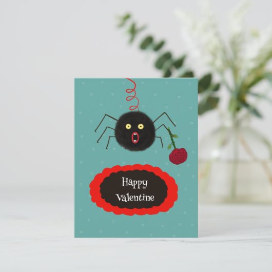 Cartes Pour Fêtes Annuelles Araignée avec rose (Debout devant)