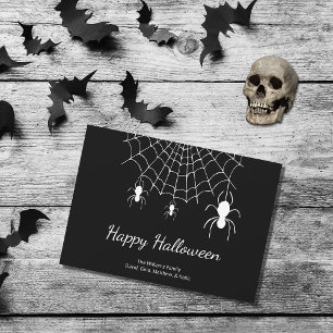Cartes Pour Fêtes Annuelles Araignées gothiques Simple Noir Blanc Joyeux Hallo