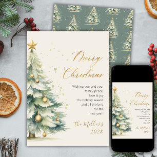 Cartes Pour Fêtes Annuelles Arborescence de Noël Gold Script moderne