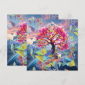 Cartes Pour Fêtes Annuelles Arbre (Devant / Derrière)