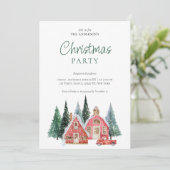 Cartes Pour Fêtes Annuelles Arbre à aquarelle verte QR Code Noël (Debout devant)