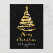 Cartes Pour Fêtes Annuelles Arbre à ruban noir or Joyeux Noël (Devant)