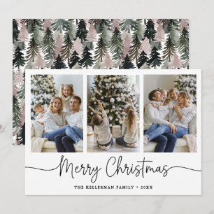 Cartes Pour Fêtes Annuelles Arbre aquarelle Noël Photo Minimaliste Noël
