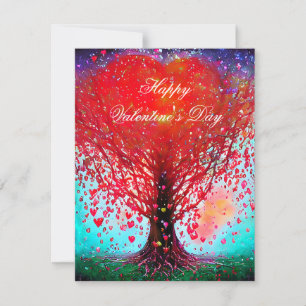 Cartes Pour Fêtes Annuelles Arbre avec coeur en chute valentine