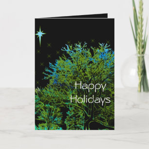 Cartes Pour Fêtes Annuelles Arbre blues