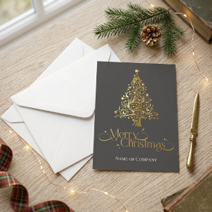 Cartes Pour Fêtes Annuelles Arbre céleste doré Élégant Entreprise
