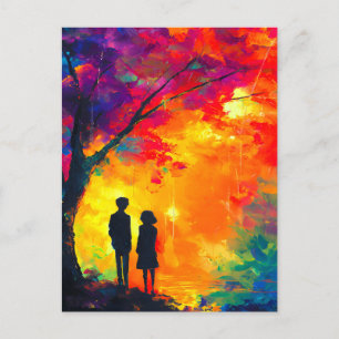 Cartes Pour Fêtes Annuelles Arbre coloré d'amour