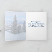 Cartes Pour Fêtes Annuelles Arbre couvert de neige et ski (Intérieur)