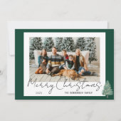 Cartes Pour Fêtes Annuelles Arbre d'aquarelle moderne et lumière Photo de Noël (Devant)