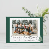 Cartes Pour Fêtes Annuelles Arbre d'aquarelle moderne et lumière Photo de Noël (Debout devant)