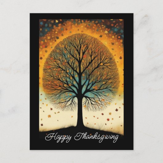 Cartes Pour Fêtes Annuelles Arbre d'automne Beaux-arts Fête de Thanksgiving (Devant)