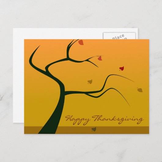 Cartes Pour Fêtes Annuelles Arbre d'automne du bon thanksgiving (Devant / Derrière)