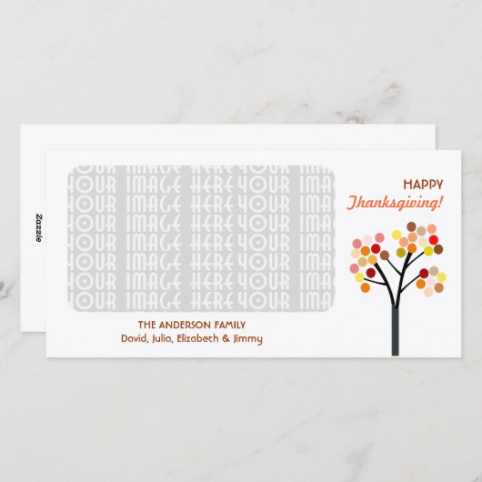 Cartes Pour Fêtes Annuelles Arbre d'automne Thanksgiving (Devant / Derrière)
