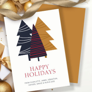 Cartes Pour Fêtes Annuelles Arbre de Bois Moderne Thème Noël Personnalisé