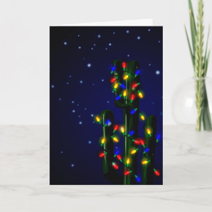 Cartes Pour Fêtes Annuelles Arbre de cactus de Noël avec lumières
