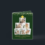 Cartes Pour Fêtes Annuelles Arbre de collage de photos Lumières de chaîne vert<br><div class="desc">Arbre de collage de photos Lumières de chaîne vertes pliées Carte de vacances</div>
