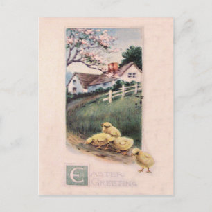 Cartes Pour Fêtes Annuelles Arbre de cornouiller de Pâques poussin