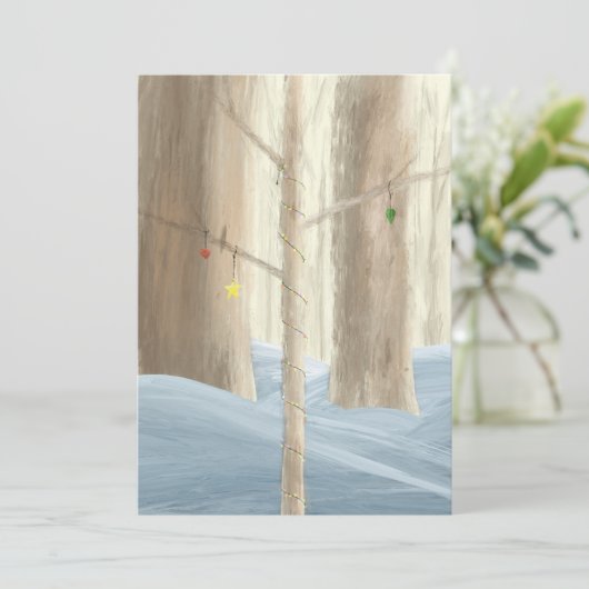 Cartes Pour Fêtes Annuelles Arbre de fête dans une forêt enneigée (Debout devant)