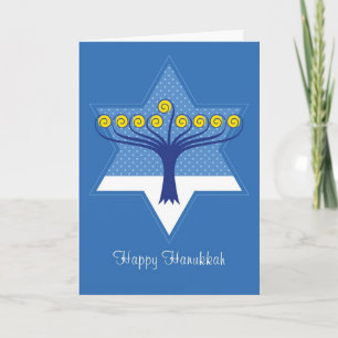 Cartes Pour Fêtes Annuelles Arbre de Hanoukka Menorah dans l'étoile de David