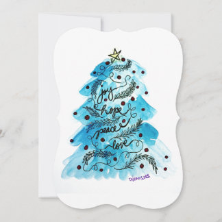 Cartes Pour Fêtes Annuelles Arbre de Joie Espoir Paix Amour